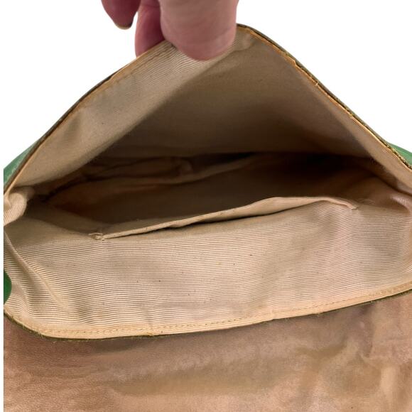 Rare Vintage 70s Womens Handbag Leather Green Medium - Picture 7 of 9